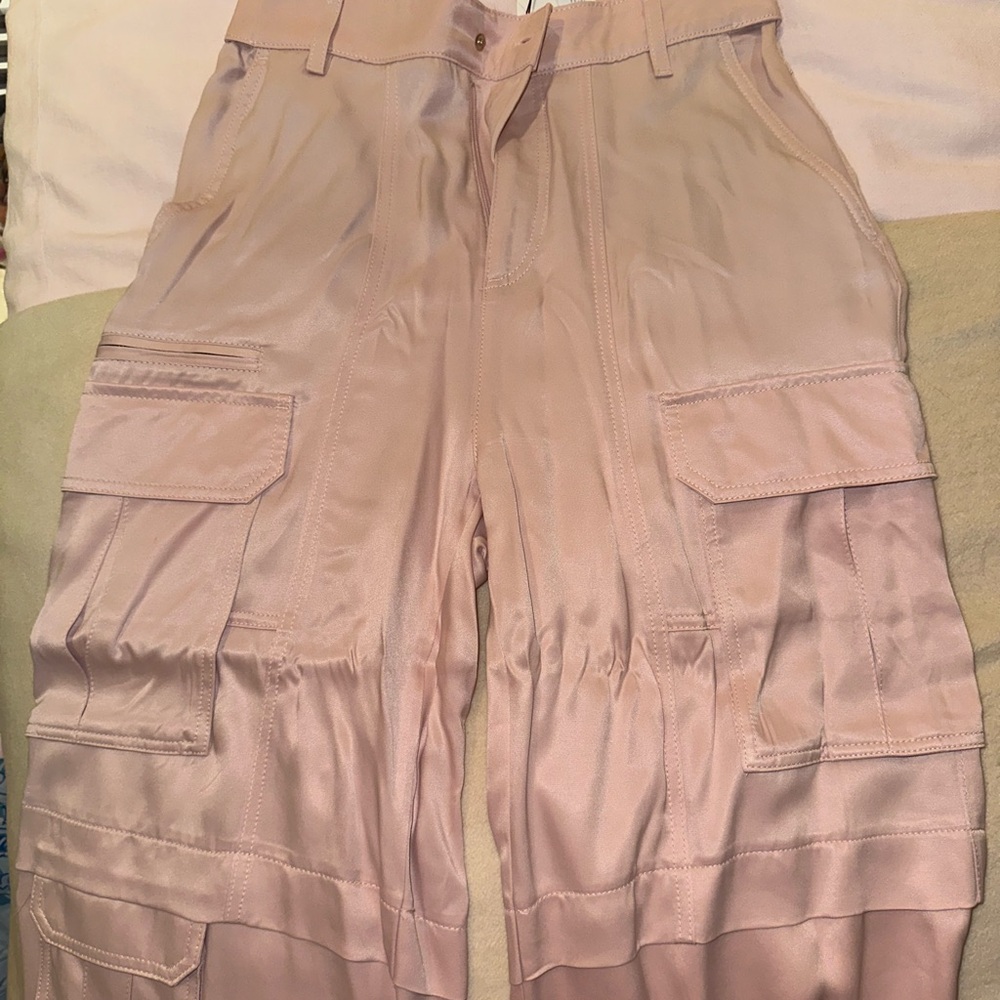 Zara Light Pink Wide Leg Cargo Pants